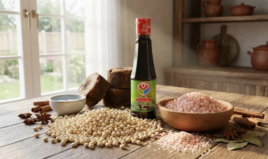 Bahan baku kecap Wowin yang alami dan dengan garam Himalaya asli