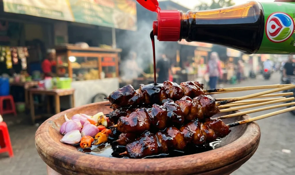 Bumbu kecap untuk sate yang terlihat mengkilap