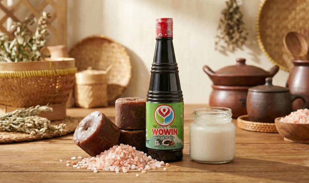 Kecap manis Wowin dengan garam Himalaya dan bahan pilihan