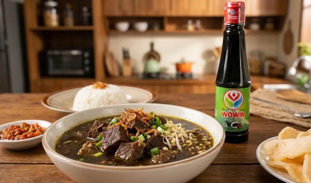 Rawon daging kuah hitam dengan kecap Wowin