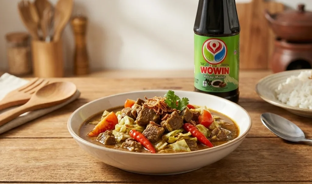 Tongseng daging kambing anti prengus dengan kecap manis Wowin
