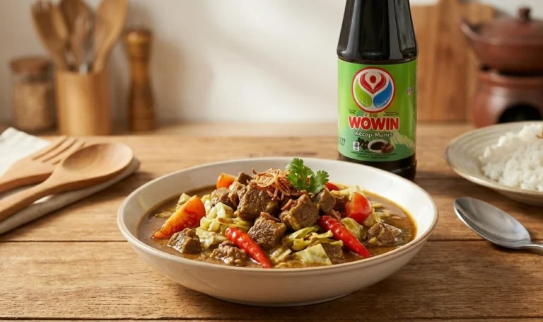 Tongseng daging kambing anti prengus dengan kecap manis Wowin atau Tumis Kambing Kecap Pedas