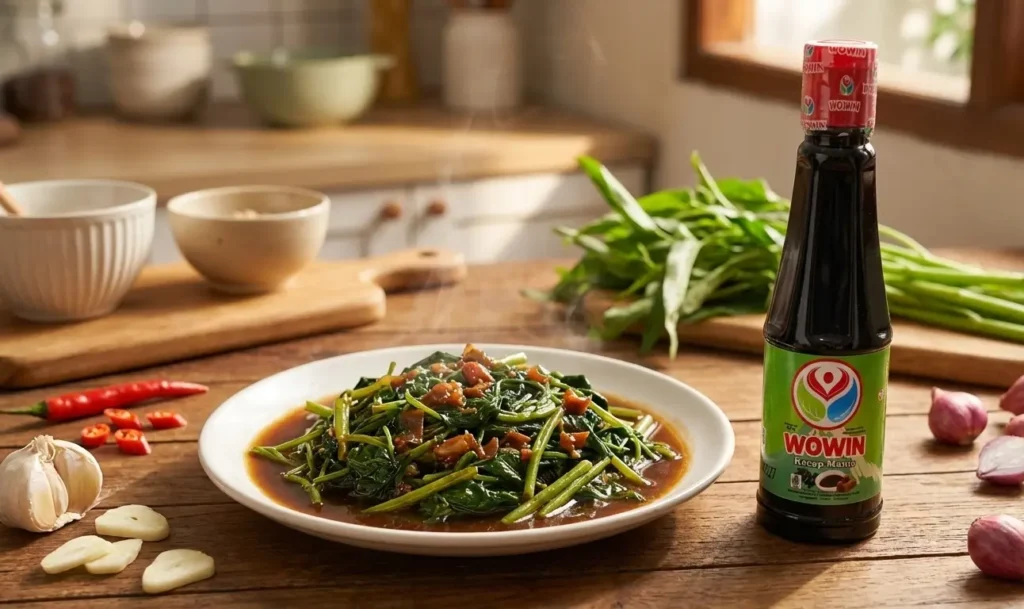 Tumis kangkung dengan kecap manis Wowin