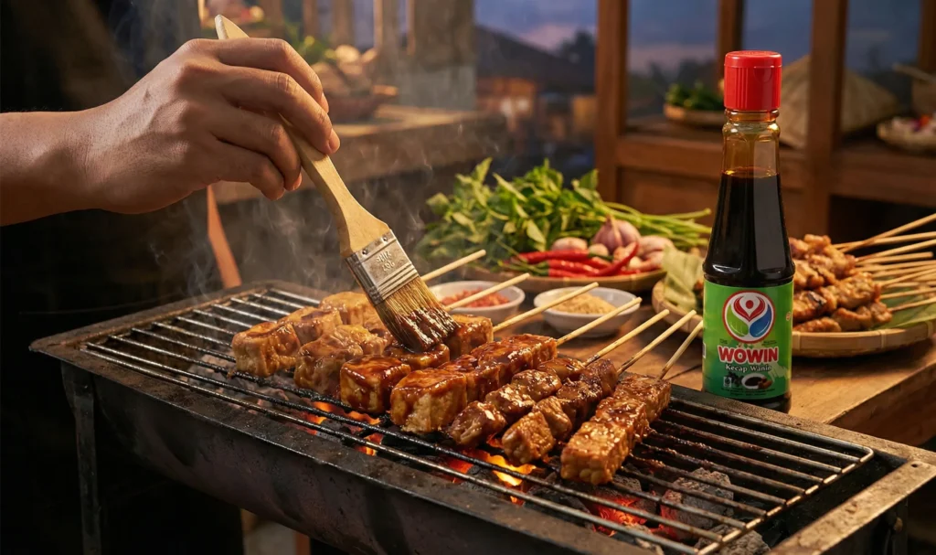 Pengaplikasian kecap untuk baceman yang dibakar