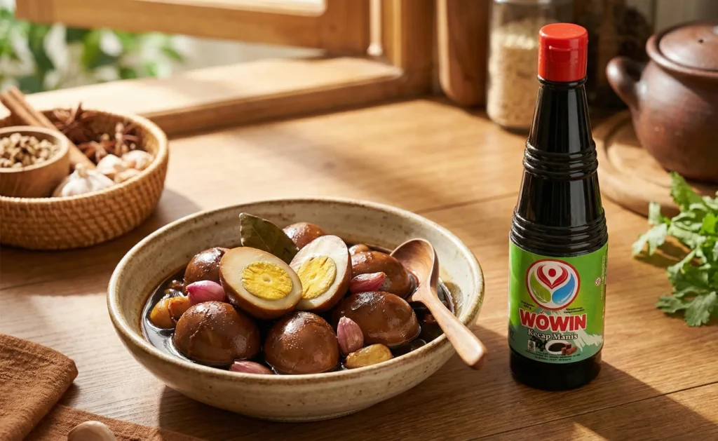 Telur bacem dengan kecap Wowin