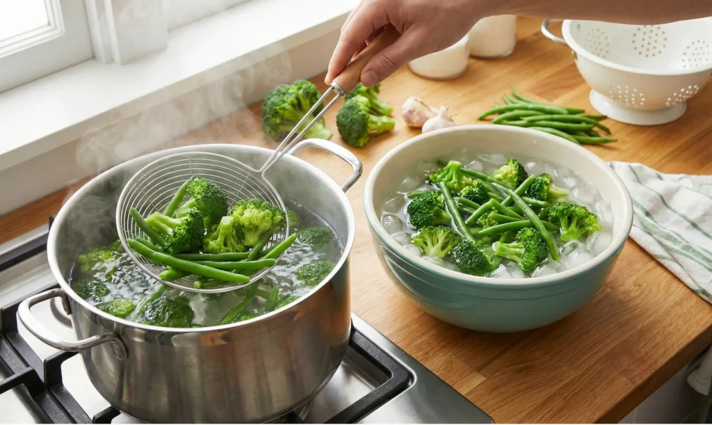 Blanching untuk mempertahankan warna sayuran