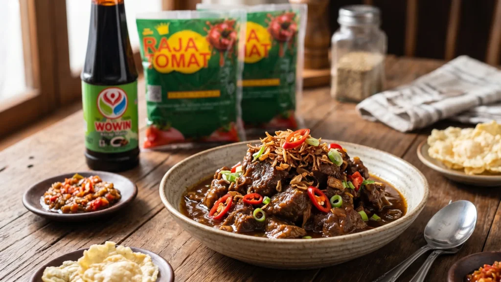Krengsengan Kambing dengan Kecap Manis Wowin
