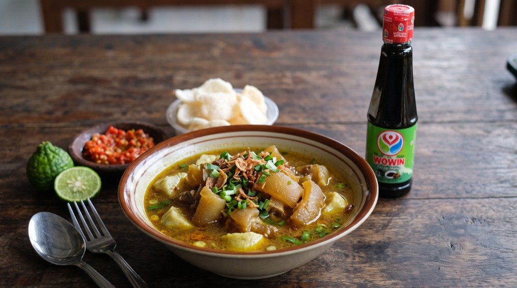 Resep Lontong Kikil Surabaya Kuah Medok Gurih ala Wowin Food